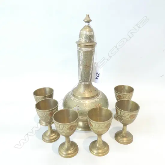 EASTERN BRASS VASE + DECANTOR SET H 290 MM 