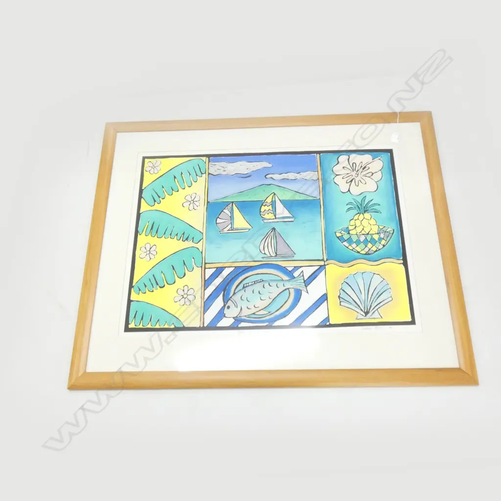 LG SIGNED PRINT  'FISH ON A PLATE' 'CYNTHIA BROWN' 755 X 560MM Image 1++