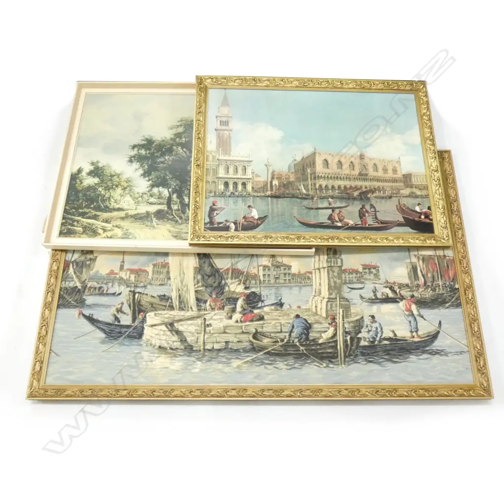 2 VENETIAN SCENE PRINTS IN GILT FRAMES - LARGEST 1180 X 700MM + 1 OTHER Image 1++