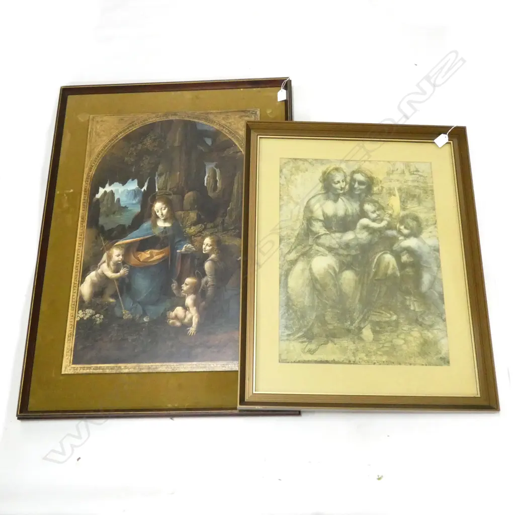 PR LEONARDO DE VINCI PRINTS; THE VIRGIN & CHILD & VIRGIN ON THE ROCKS   (LARGEST 710X 460MM) Image 1++