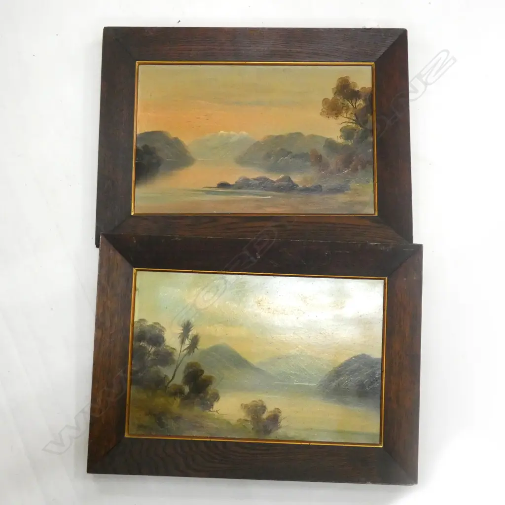 PR OLD OAK FRAMED OIL ON BOARD NZ SCENIC PAINTINGS 430 X 285MM (20005) Image 1++