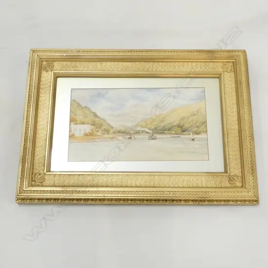 LANDSCAPE W/C IN GILT FRAME 235x415mm