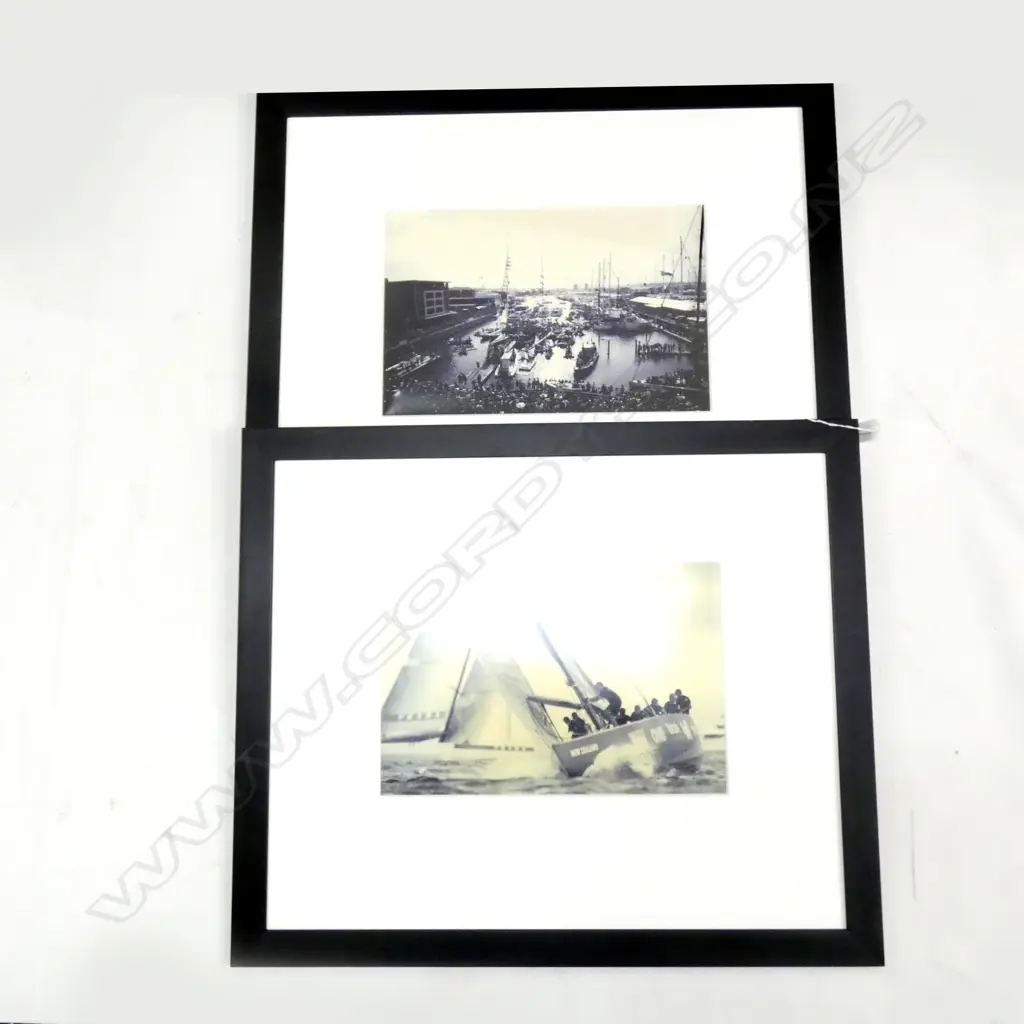 PR FRAMED SEPIA TEAM NZ SAILING PHOTO PRINTS  255 X 390MM Image 1++