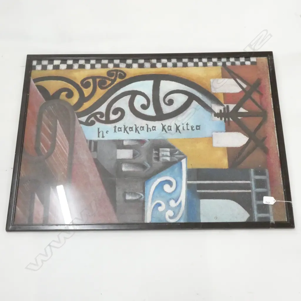 OIL ON BOARD - MAORI DESIGN PAINTING 590 X 810MM Image 1++