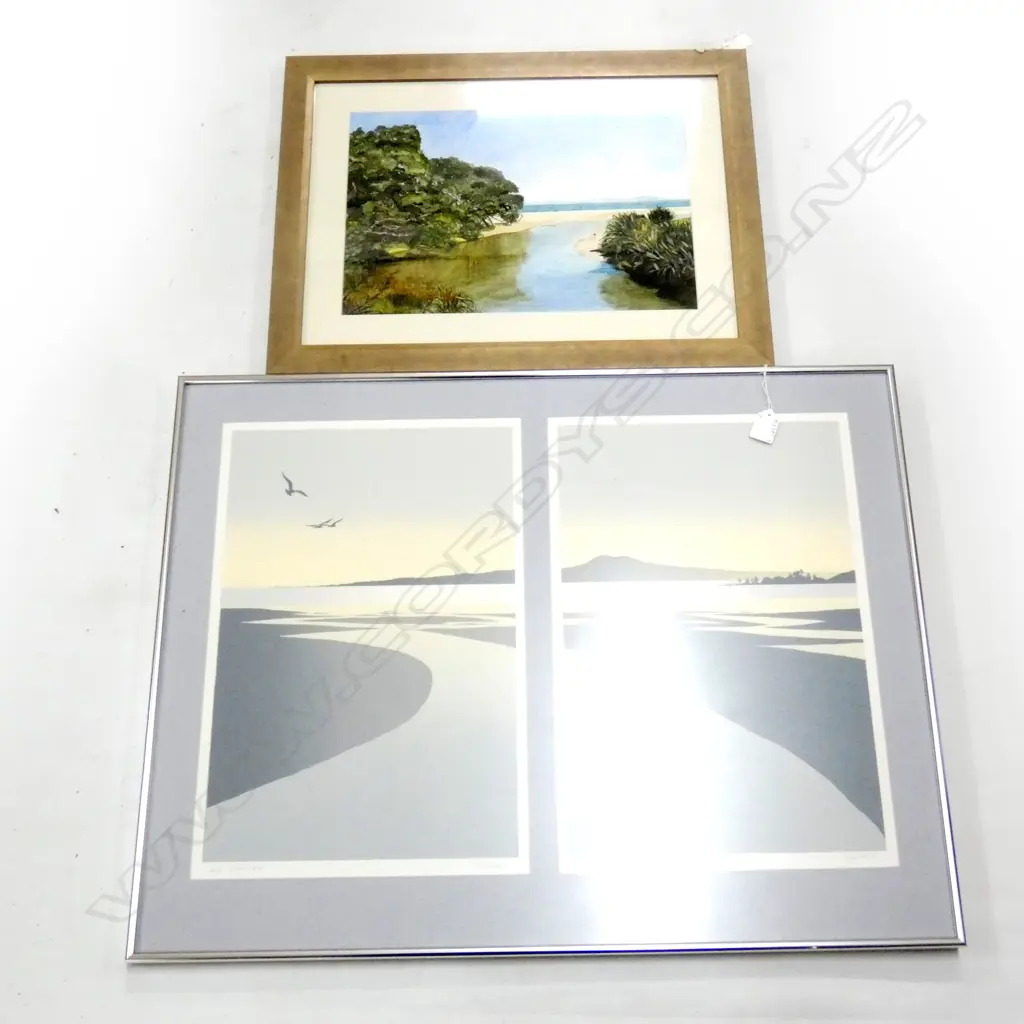 PR LAURIE LEITCH LTD EDITION TWIN PRINTS EA. 290 X 440MM & SIGNED BEACH SCENE Image 1++