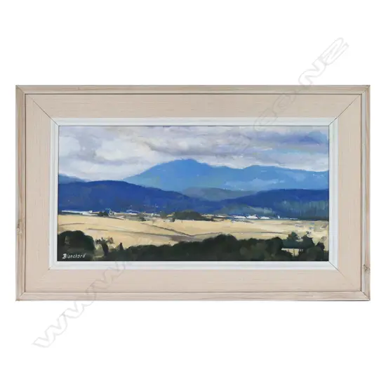 BRIAN BLANCHARD, LANDSCAPE WITH MT BARROW, OIL, SIGNED, 285 575MM