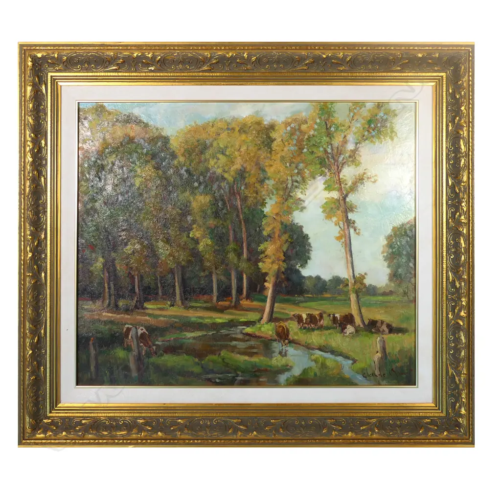 AUTUMN SCENE WITH CATTLE, OIL ON CANVAS, SIGNED, 500 X 620MM Image 1++