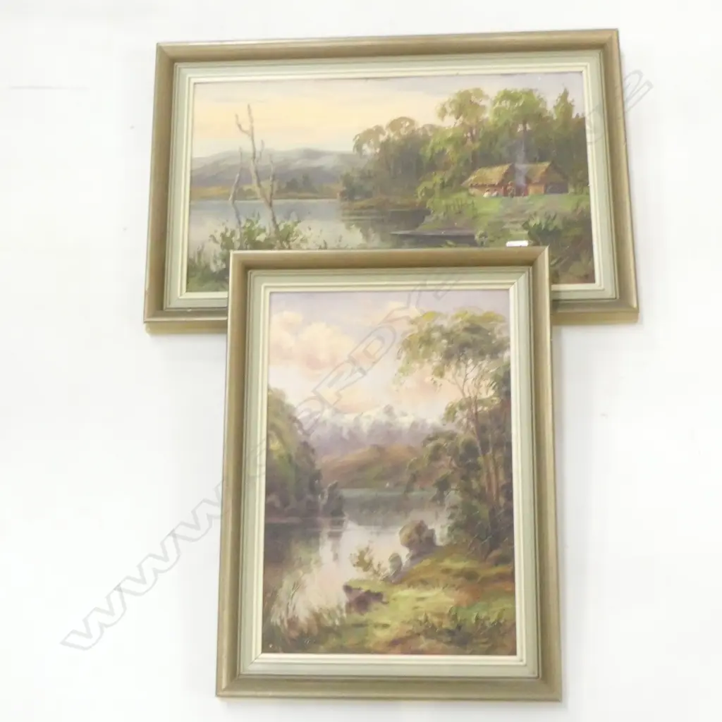 TWO OIL ON BOARD LANDSCAPES BY WILLIAM A BOLLARD 1912 & 1918 LARGEST 470 X 270MM Image 1++