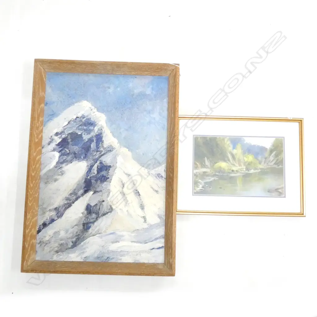 2 PAINTINGS; 1 OIL ON BOARD & ONE WATERCOLOUR (BOTH SIGNED) LARGEST 395 X 595MM (16176) Image 1++