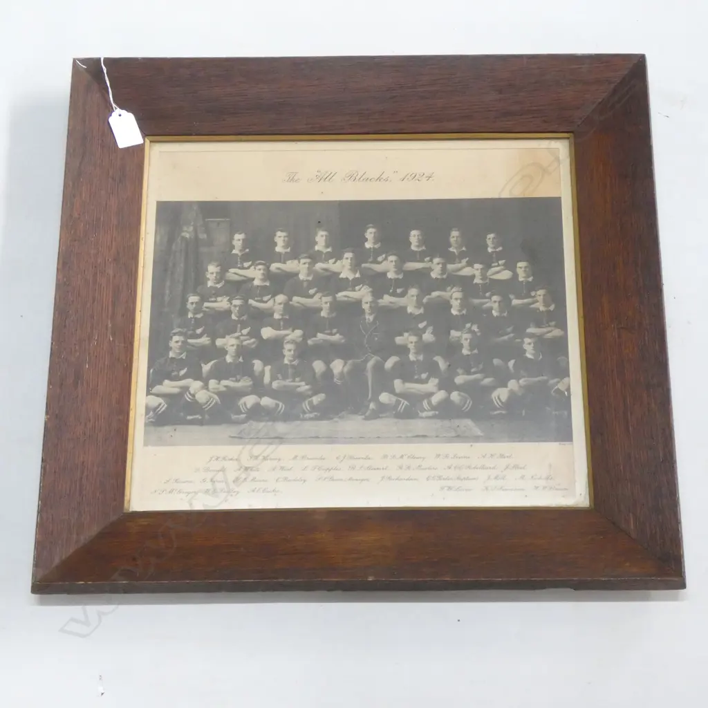 THE ALL BLACKS 1924 PRINT IN ORIG. OAK FRAME 340x385mm Image 1++