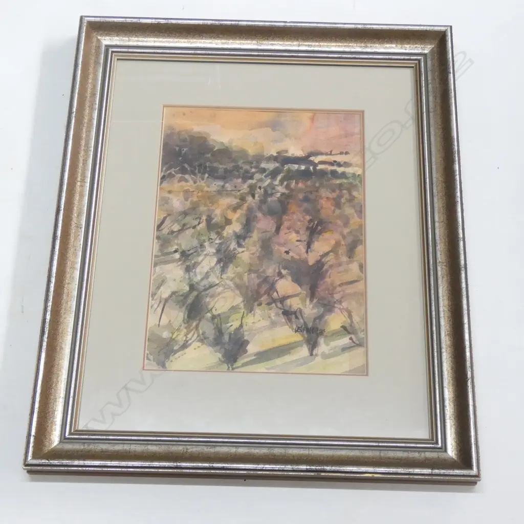 LES FINCH (AUST. b.1940-) 'APPLE ORCHARDS, HARCOURT, VICTORIA' WATERCOLOUR, SIGNED & DATED '82 360x260mm Image 1++