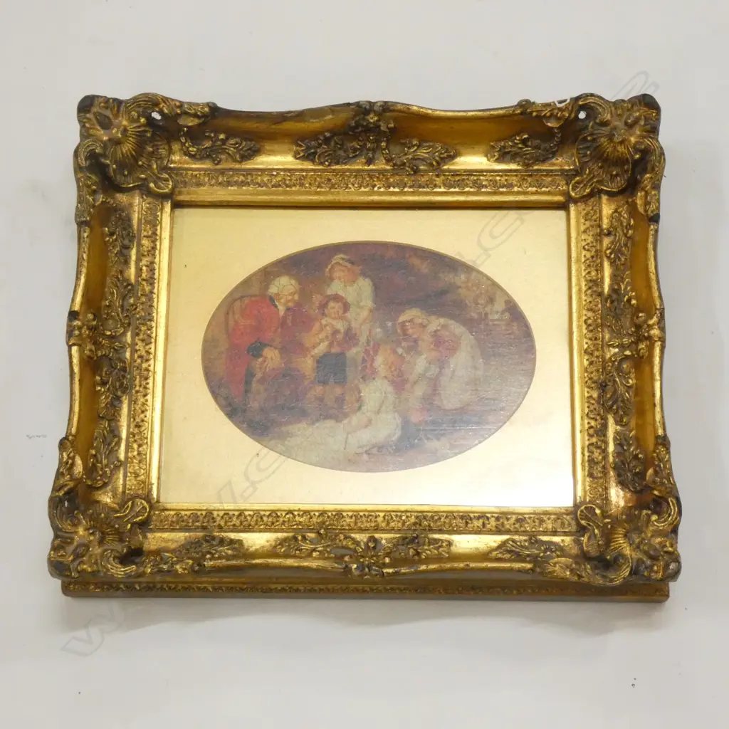 GILD & CARVED FRAME 300 X 345MM W CRACKLE GLAZE PRINT  Image 1++