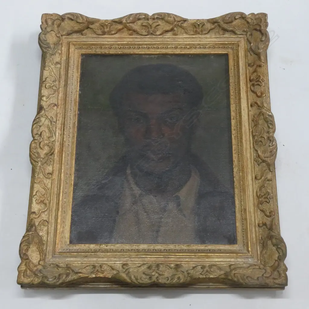ARTIST UNKNOWN 20thC AFRICAN AMERICAN MAN OIL PORTRAIT 390x290mm Image 1++
