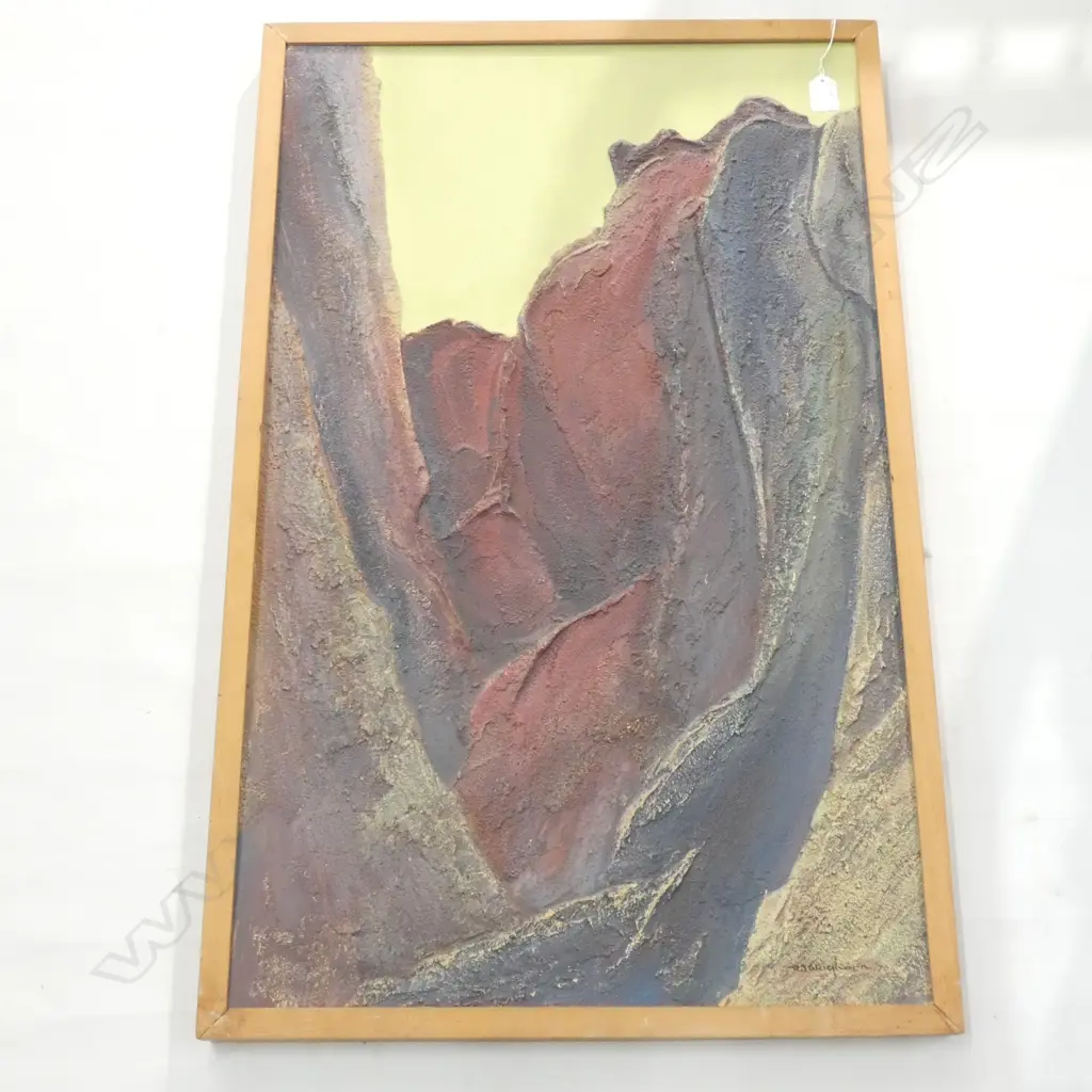 REG WAGHORN 'CRATERS RIM' ACRYLIC & PLASTER  825 X 505MM Image 1++