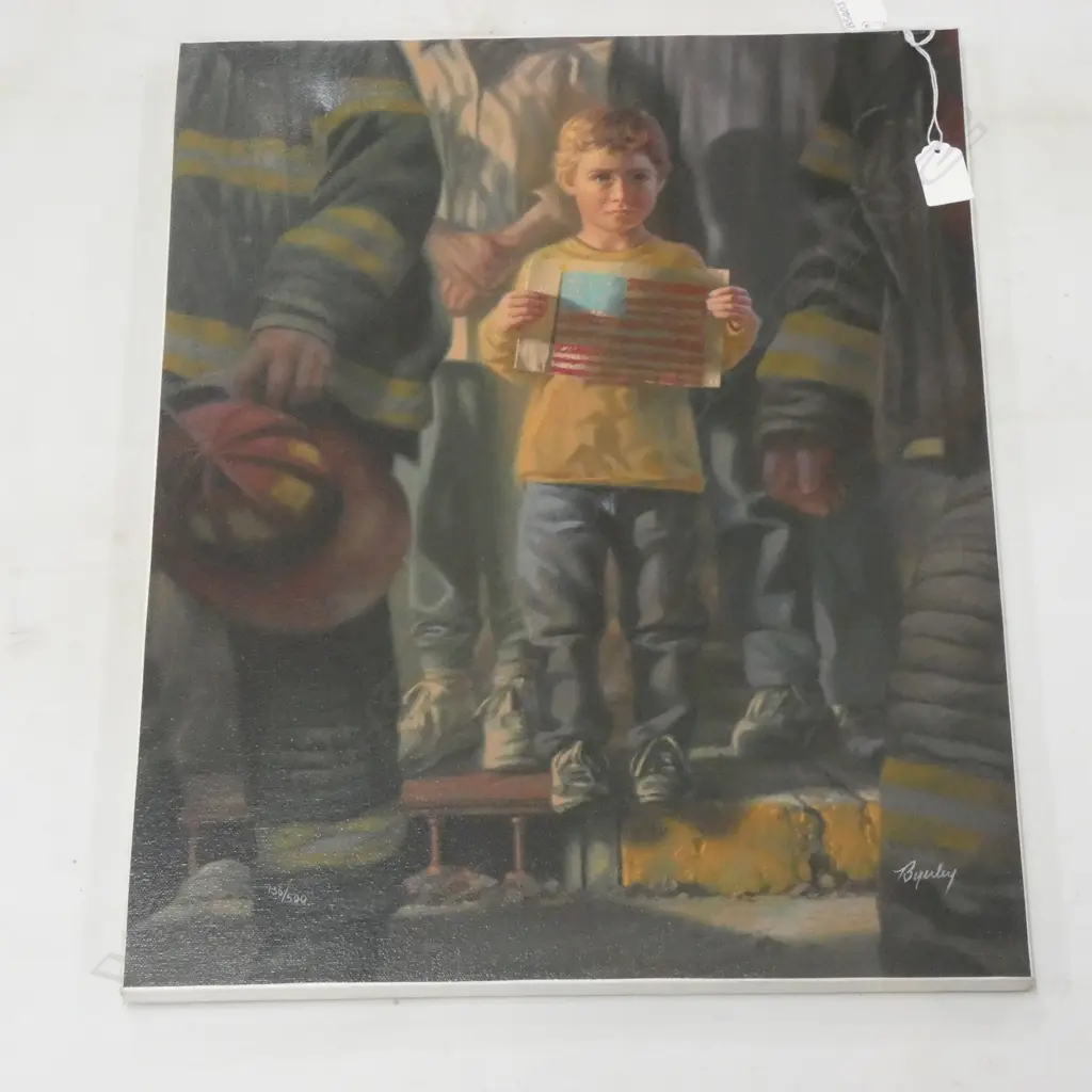 LTD EDITION BOB BYERLEY PRINT ON CANVAS 136/500 400 X 500MM +ETCHING OF CHILD - ARTIST UNKNOWN  160 X 220MM Image 1++