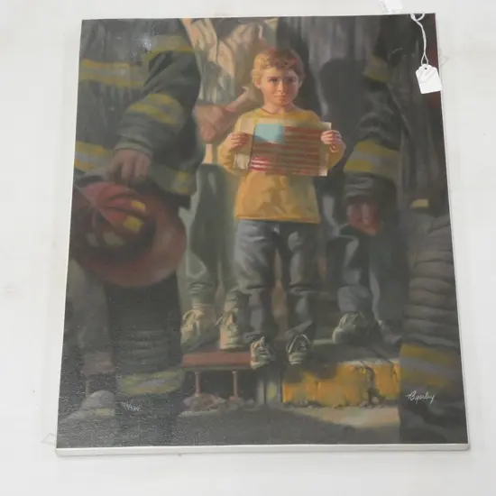 LTD EDITION BOB BYERLEY PRINT ON CANVAS 136/500 400 X 500MM +ETCHING OF CHILD - ARTIST UNKNOWN  160 X 220MM