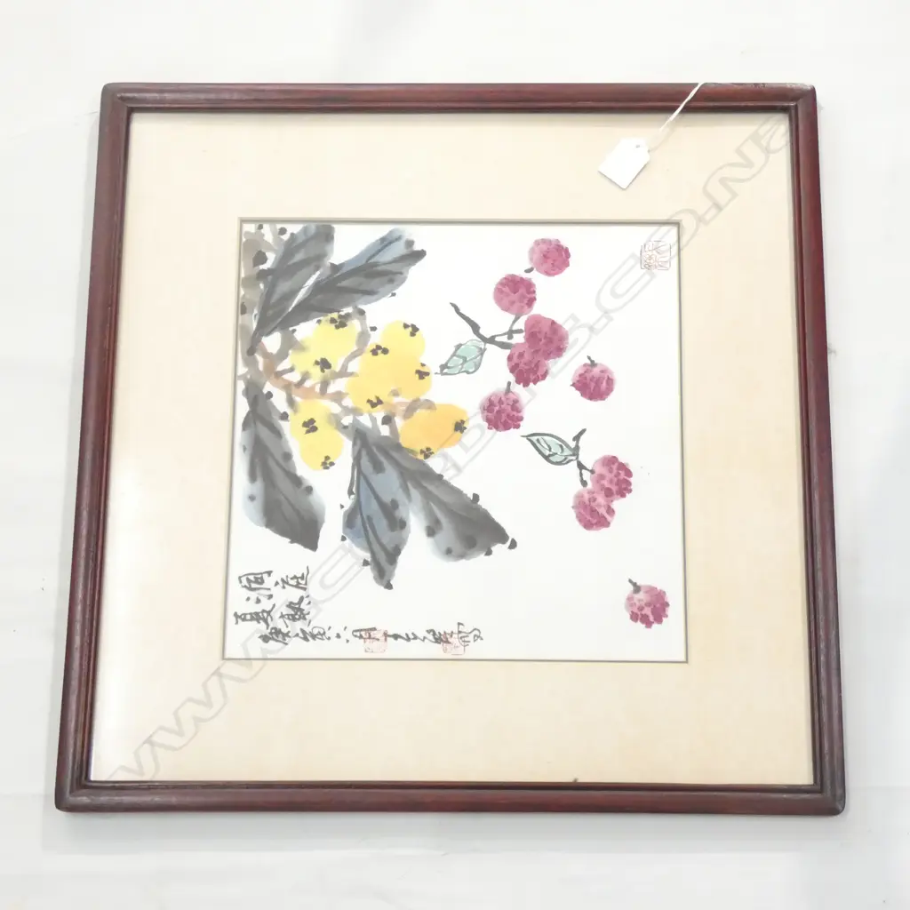 ORIENTAL FRAMED WATERCOLOUR 300 X 300MM Image 1++