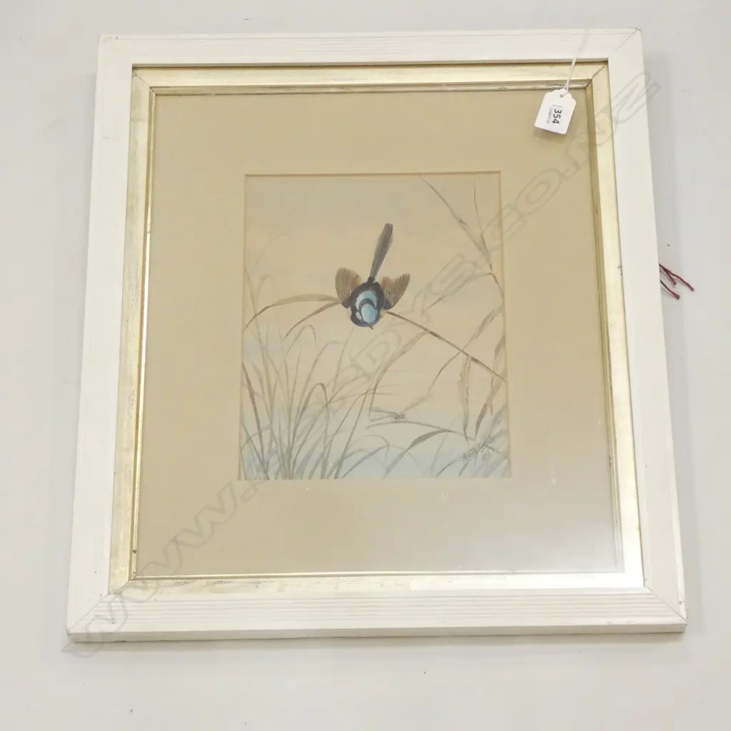 'BLUE WREN' WATERCOLOUR 'NEVILLE CAGLEY' (1895)  185 X 235MM Image 1++