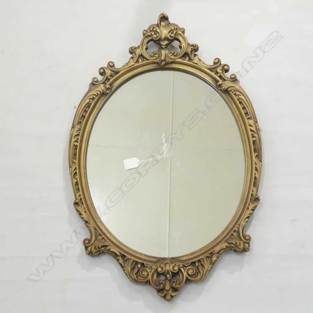 OVAL MIRROR ORNATE GOLD FRAME 700x445mm Image 1++