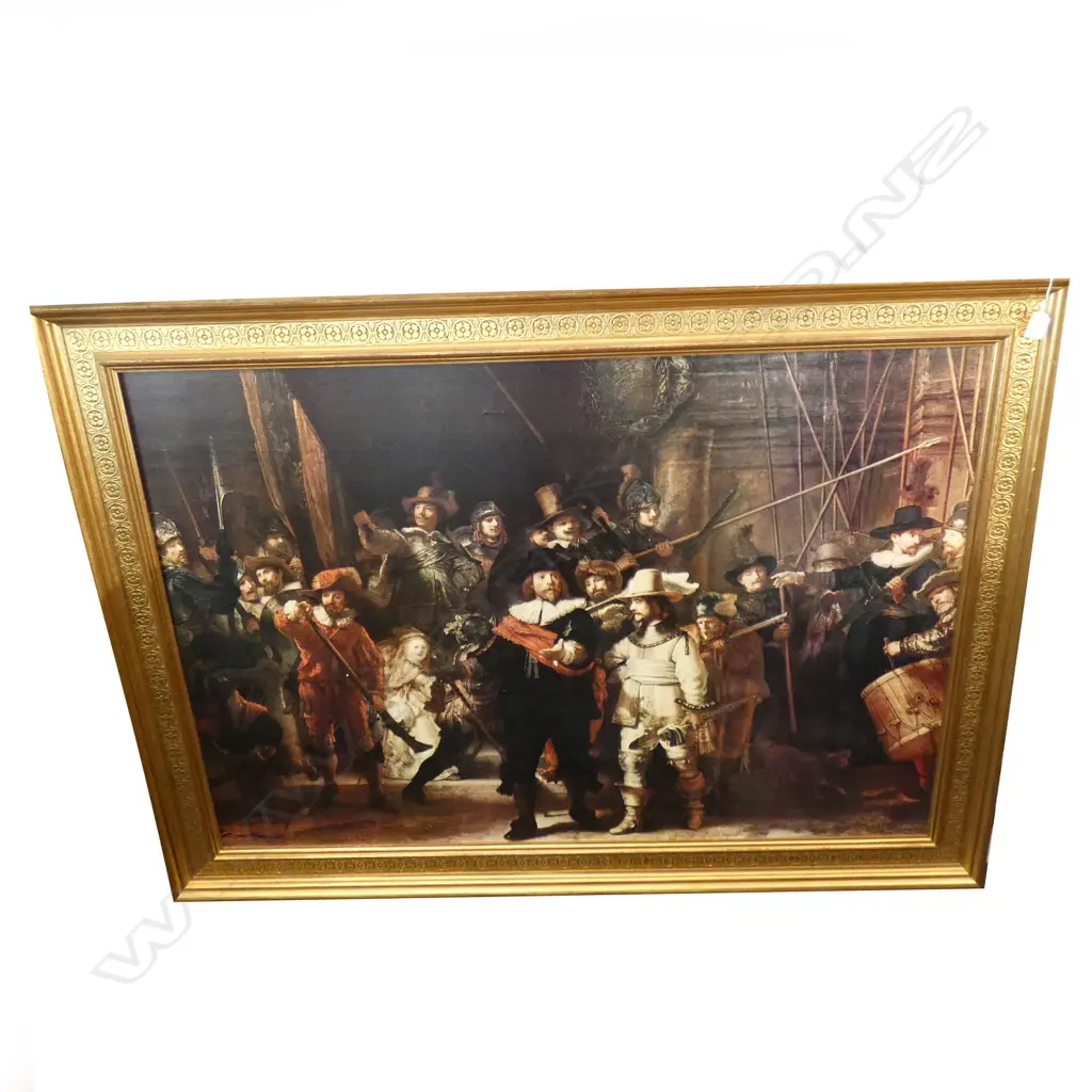LG GILT FRAMED PRINT ON CANVAS 'THE NIGHT WATCH' 'REMBRANDT' Image 1++
