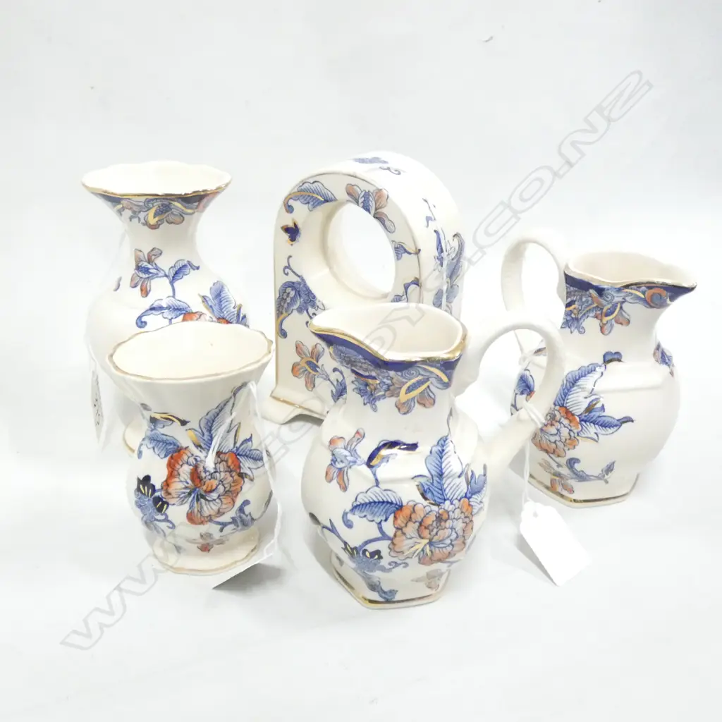 MASON IRONSTONE CLOCK CASE 2 JUGS & 2 VASES CATHAY PAT Image 1++