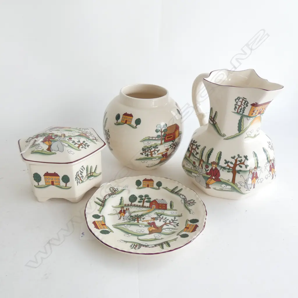 MASON IRONSTONE JUG JAR LIDDED JAR & DISH COUNTRY LANE PAT Image 1++