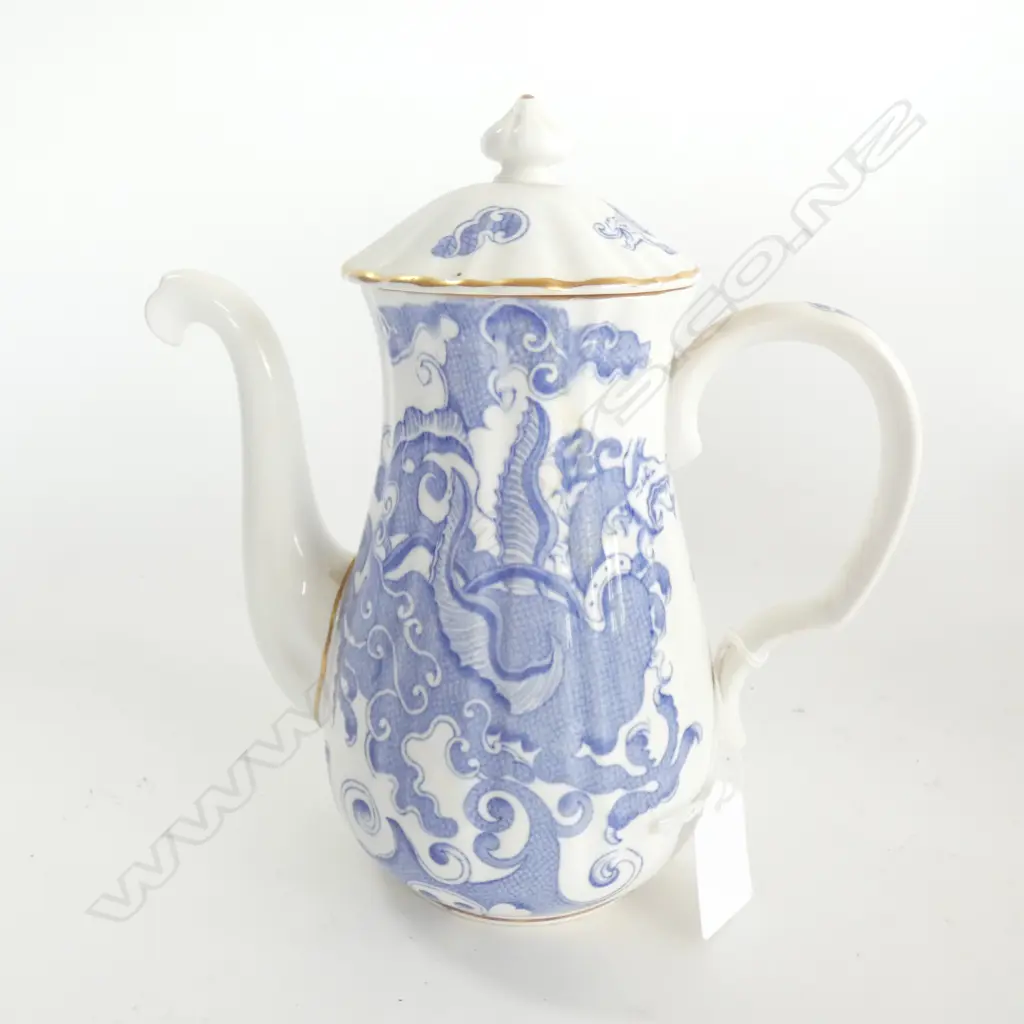 ROYAL WORCESTER BLUE & WHITE DRAGON DESIGN COFFEE POT H. 200MM  C1890?  Image 1++