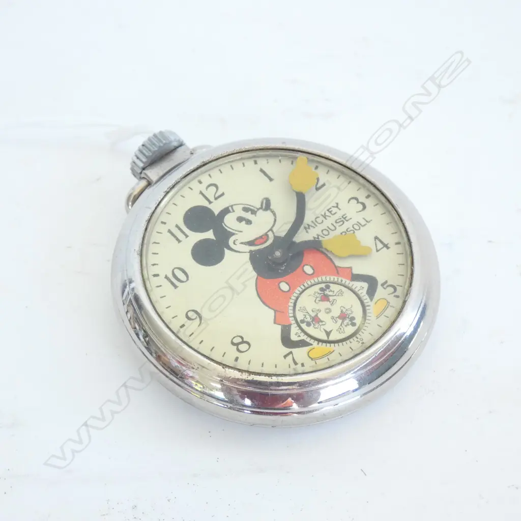 OLD DISNEY MICKEY MOUSE 'INGERSOLL' POCKET WATCH NOT WORKING Image 1++
