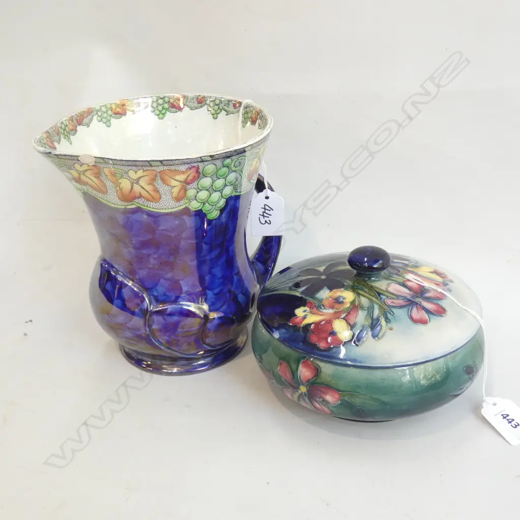 MOORECROFT LIDDED BOWL A/F + MAILING JUG H 160 MM Image 1++
