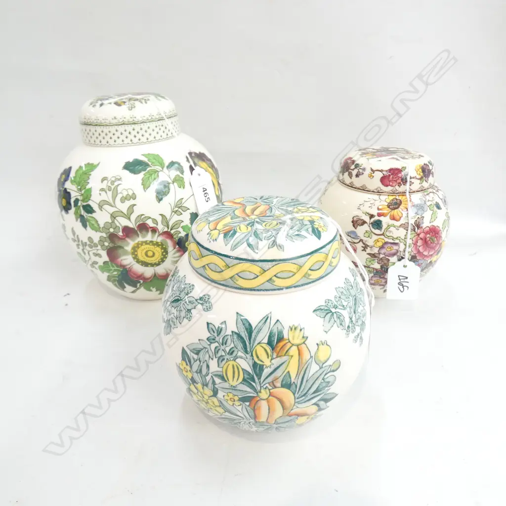 MASON IRONSTON 2 JUGS 3 CSPS JAR & LIDDED JAR FRUIT BASKET PAT Image 1++