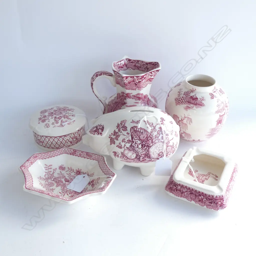 MASON IRONSTONE RED VISTA JUG MONEY BOX & 4 SMALL PCS Image 1++
