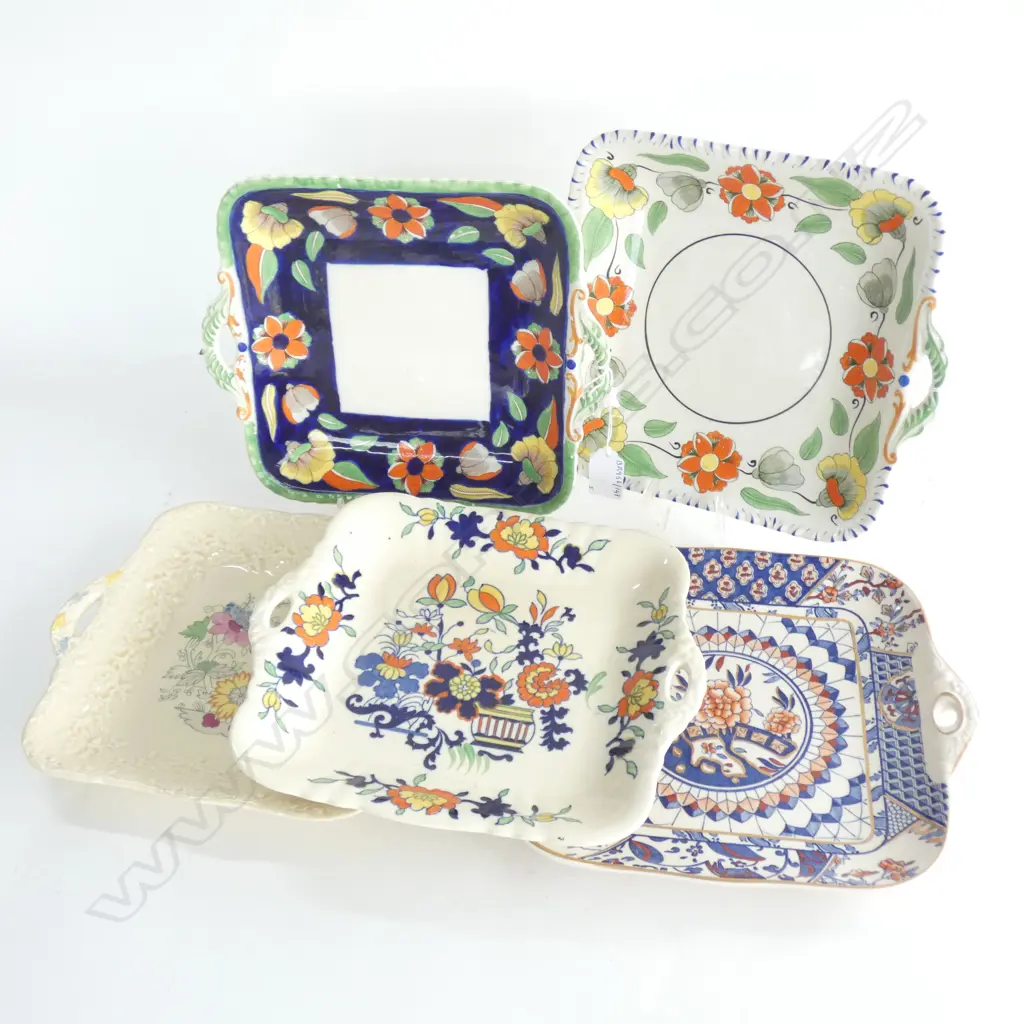 MASON IRONSTONE 5 2 HANDLED PLATES MIXED PATS Image 1++