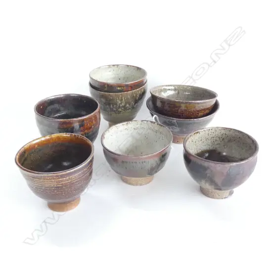 8 ROCK ASH GLAZE SMALL BOWLS 80 to 100mm DIA