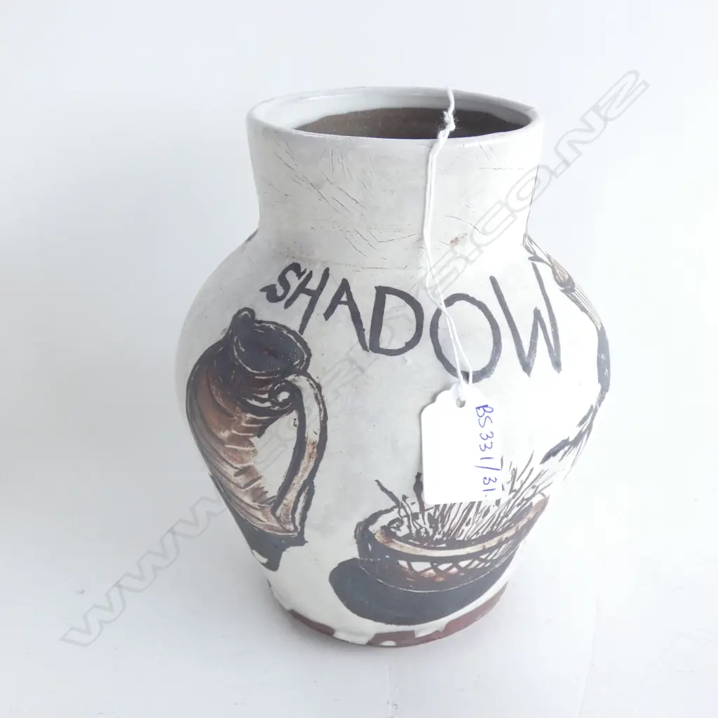 ARTIST POTTER UNKNOWN 'DOG SHADOW' VASE AF FIRING FAULTS H.190mm Image 1++
