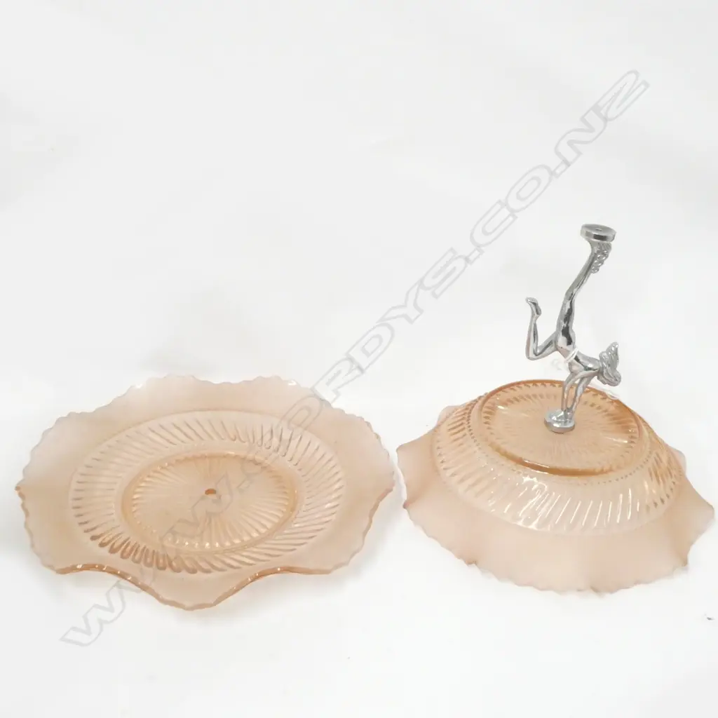 DEPRESSION GLASS CAKE STAND, 2 LAYERS (MISSING SCREW) Image 1++
