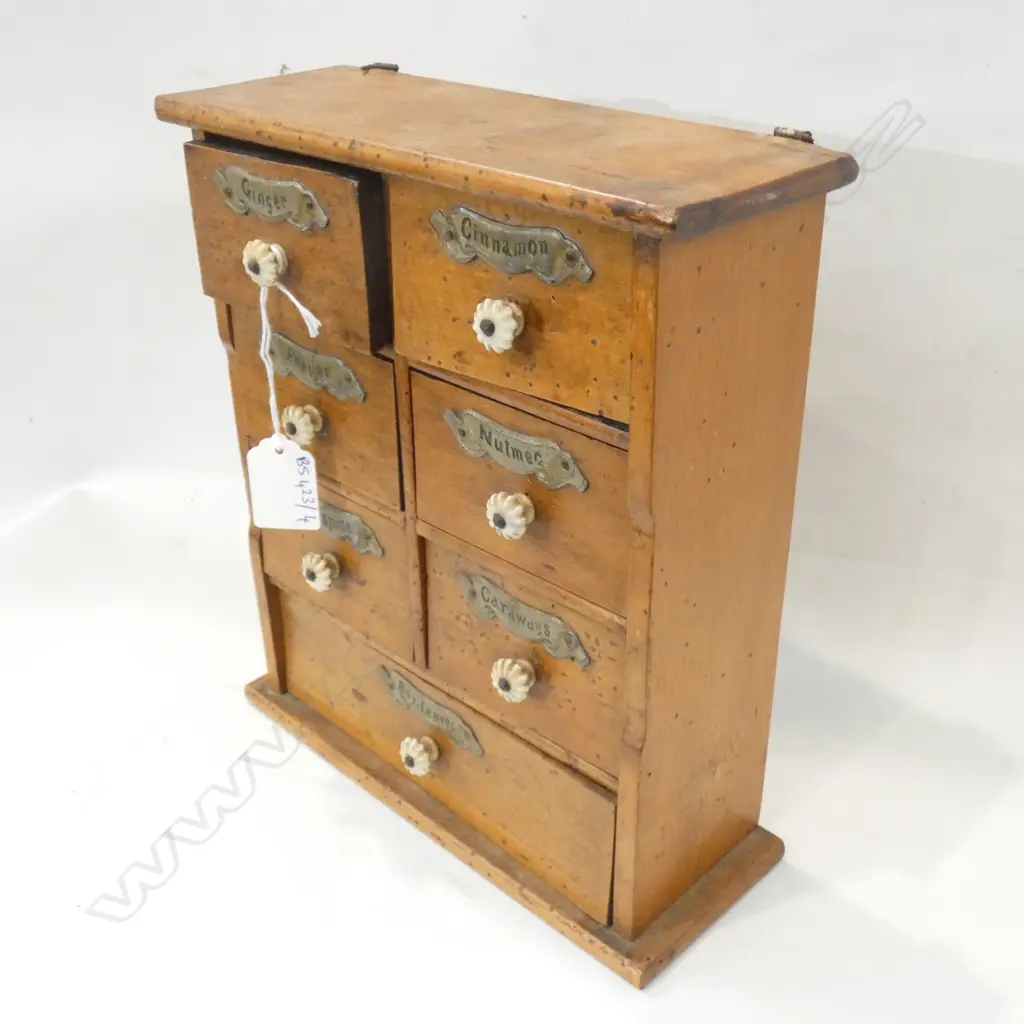 OLD WOODEN SPICES CABINET H.255mm Image 1++