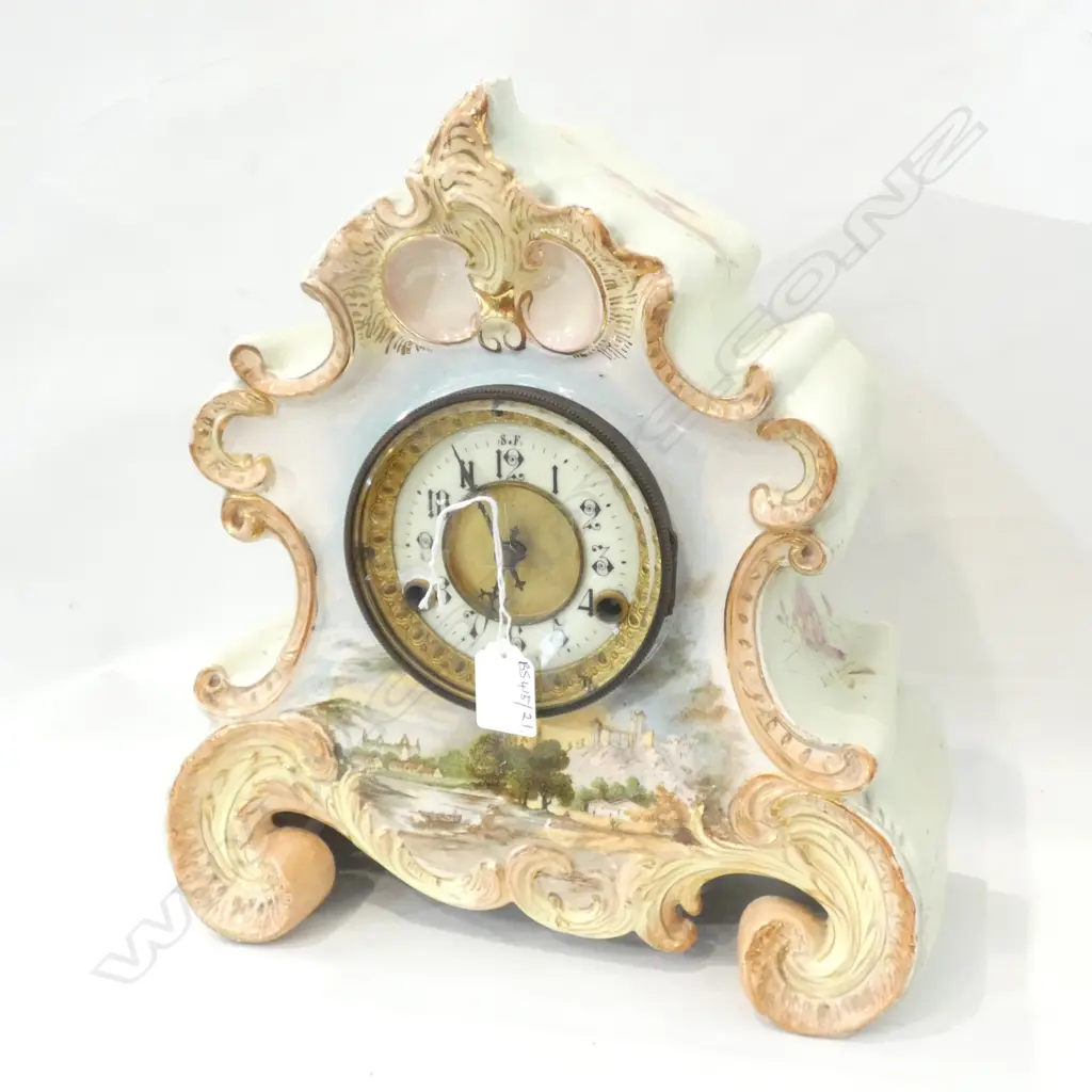 CERAMIC VICTORIAN MANTLE CLOCK H.335mm Image 1++