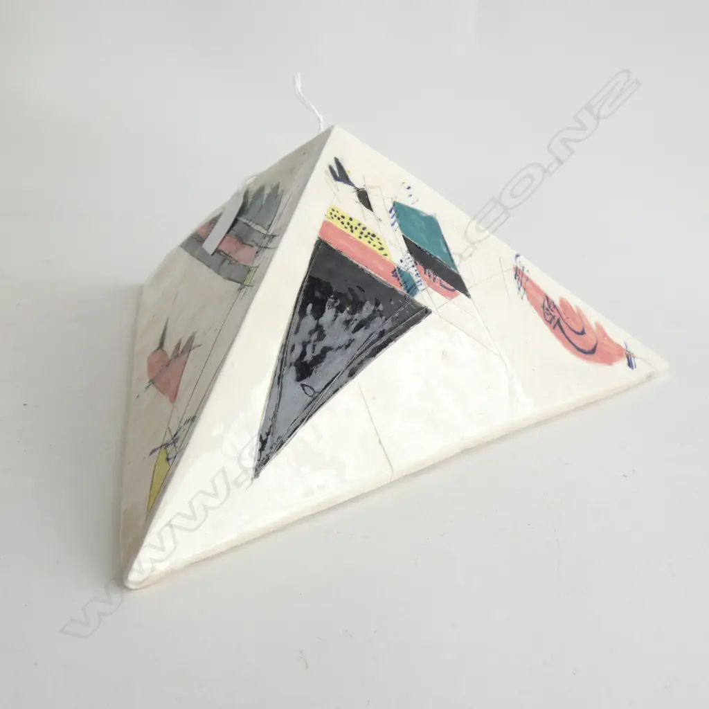 80s / 90s PYRAMID FORM CERAMIC SCULPTURE W.255mm Image 1++