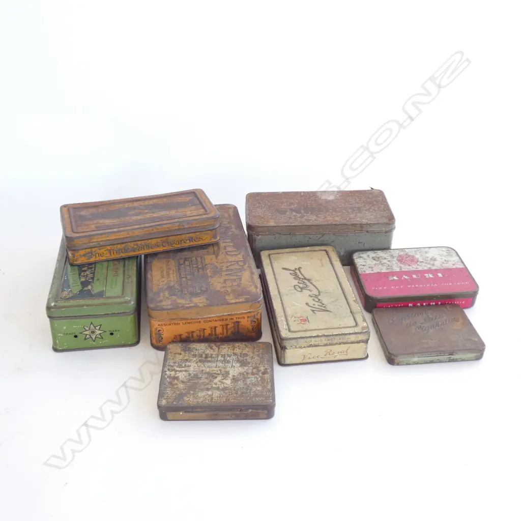 SM BOX OLD CIGARETTE & OTHER TINS  Image 1++