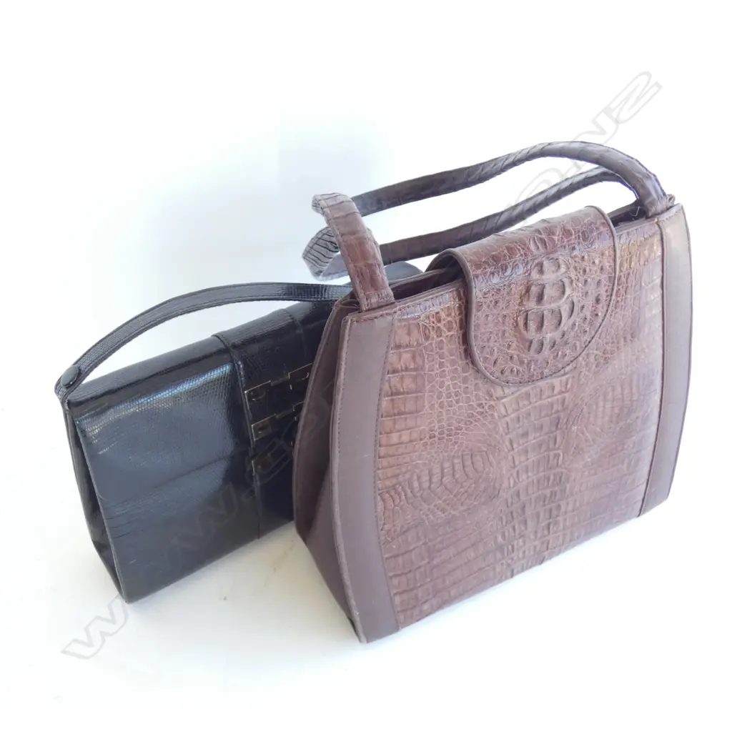 2 VINTAGE HAND BAGS; CROCODILE & EEL Image 1++
