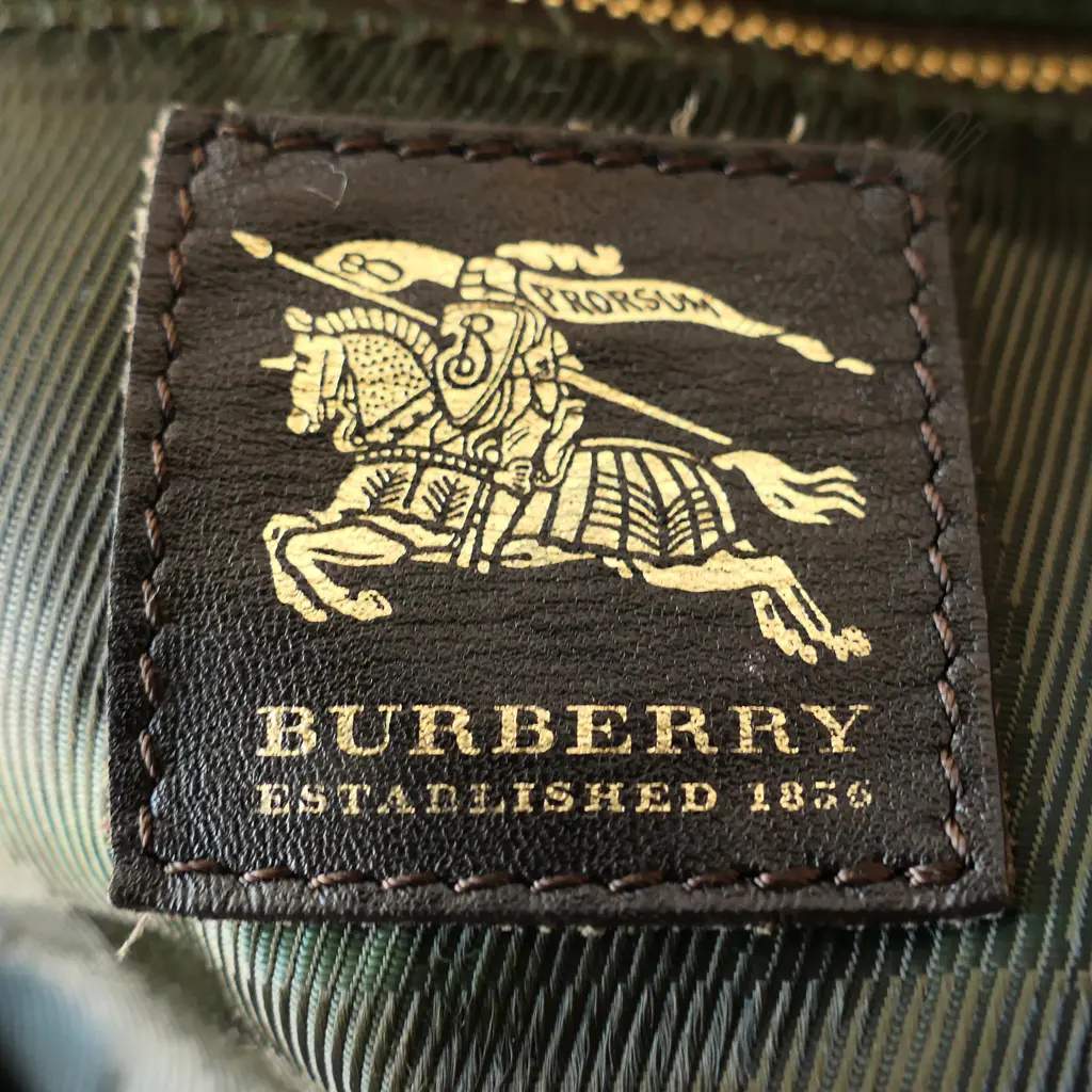 AUTHENTIC BURBERRY DARK BROWN LEATHER HANDBAG, W. 330MM Image 1++