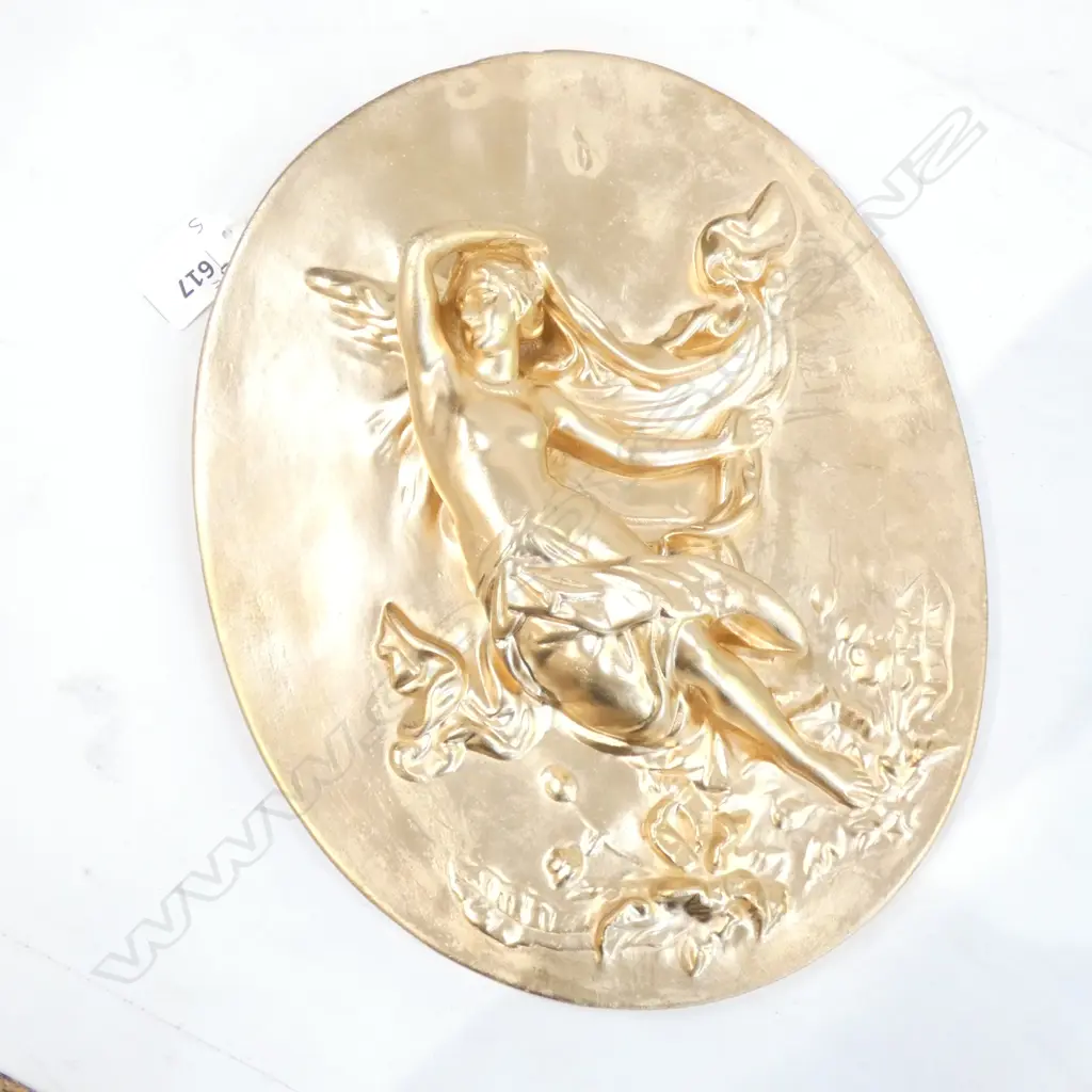 GOLD FIGURAL WALL PLACQUE OF HALF NAKED LADY  275 X 215MM Image 1++