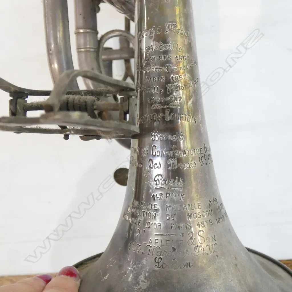 OLD MODEL KOENIG CURTOIS CORNET - A/F EXTENSIVE ENGRAVING INCL PARIS 1878  Image 1++