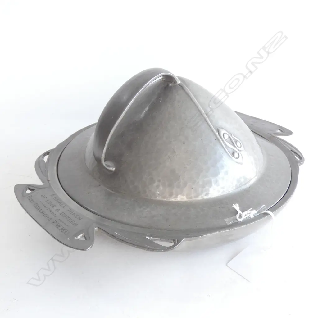 ART NOUVEAU ARCHIBALD KNOX PEWTER LIDDED MUFFIN DISH, Image 1++