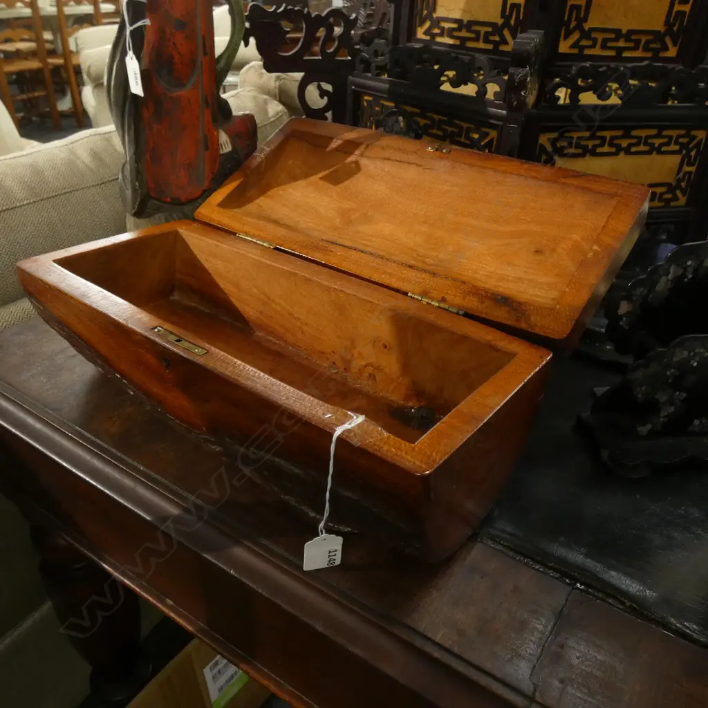 CARVED WOODEN LOG BOX W KEY   395 X 165 X 150MM Image 1++
