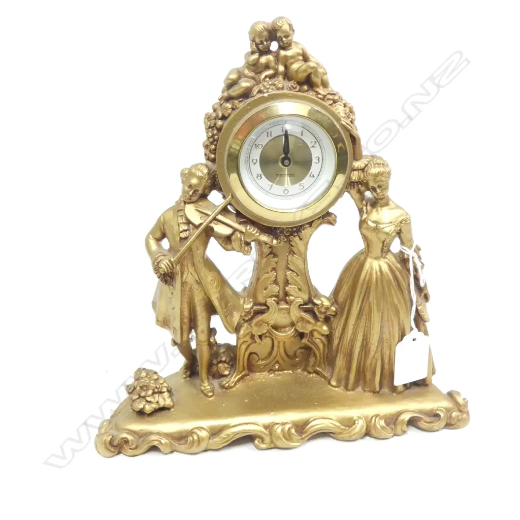 GERMAN G RUGGERI GILDED MANTLE CLOCK H. 250 L 240MM Image 1++