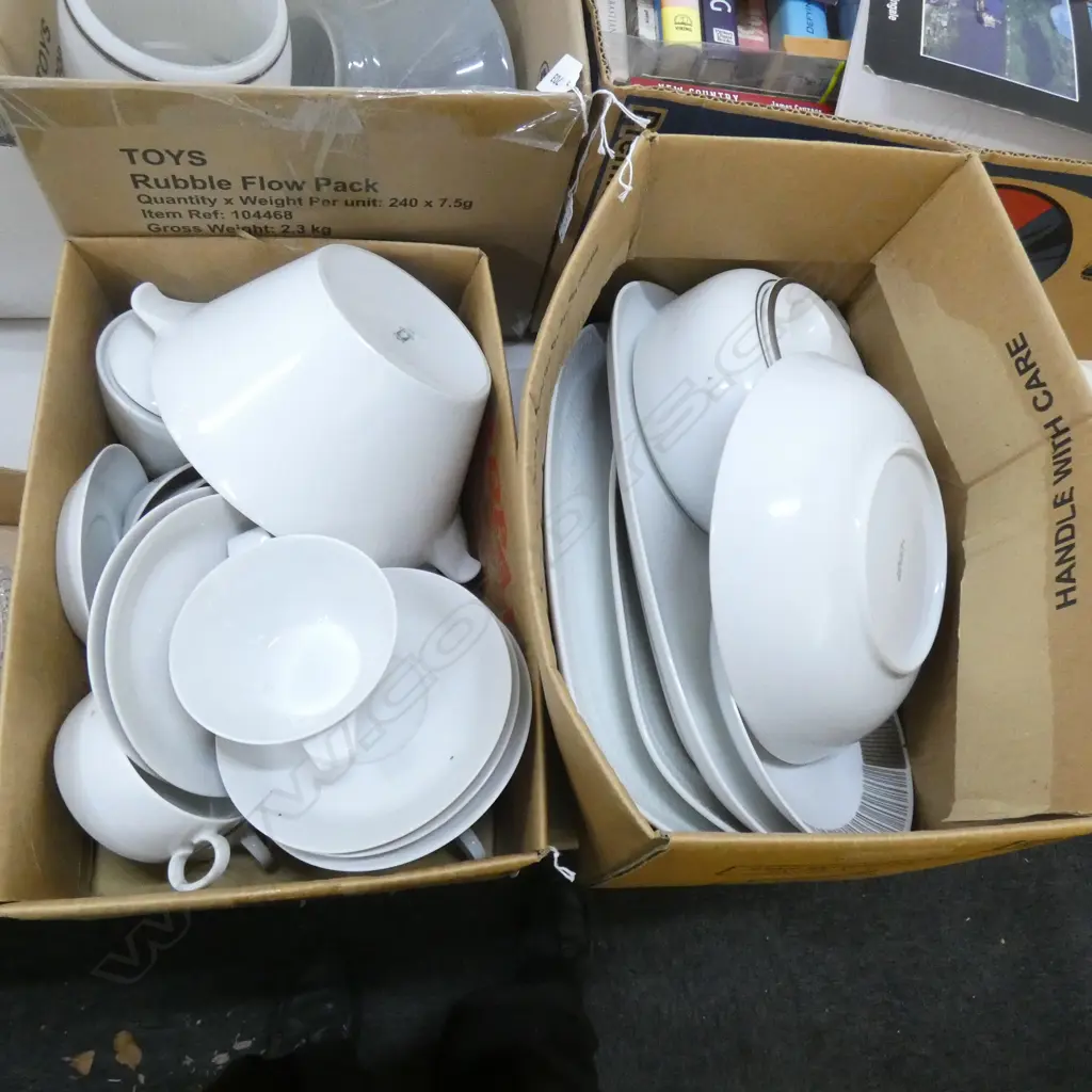 2 BOXES ASST. WHITE GERMAN DINNERWARE Image 1++