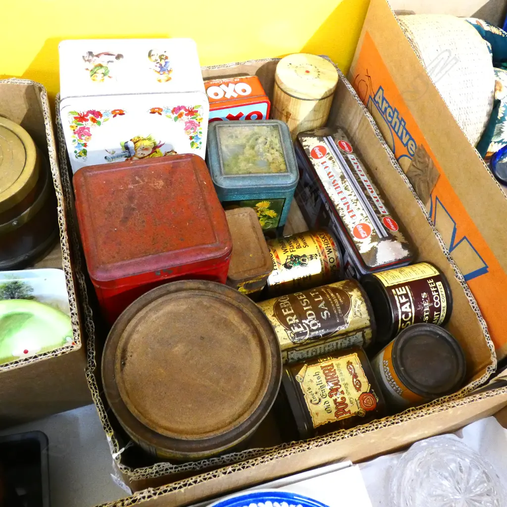 BOX ADVERTISING TINS INCL NESTLE / EDMONDS / OXO ETC. Image 1++