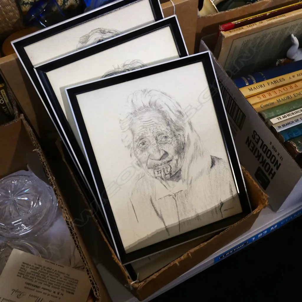 SET OF 6 B. W. CHANTLER PRINTS; PORTRAITS OF TATTOOED MAORI Image 1++