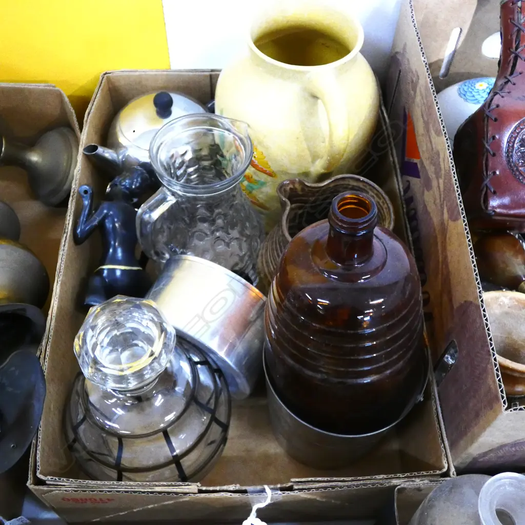 BOX LOT ASST - ART DECO JUG / ICE BUCKET / DECANTER ETC.. Image 1++